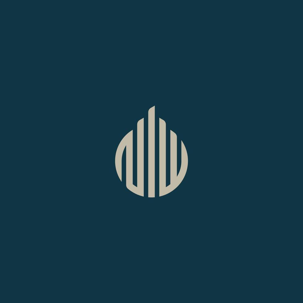 elegant letter NIW or NW and building logo concept vector