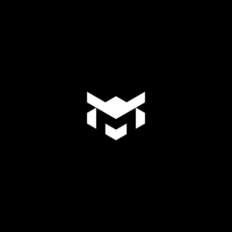 letter M and robot logo concept vector
