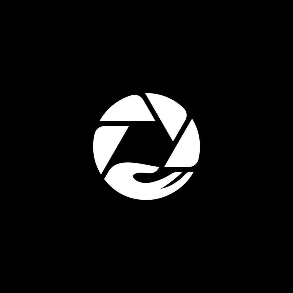 hand and lens camera logo concept vector