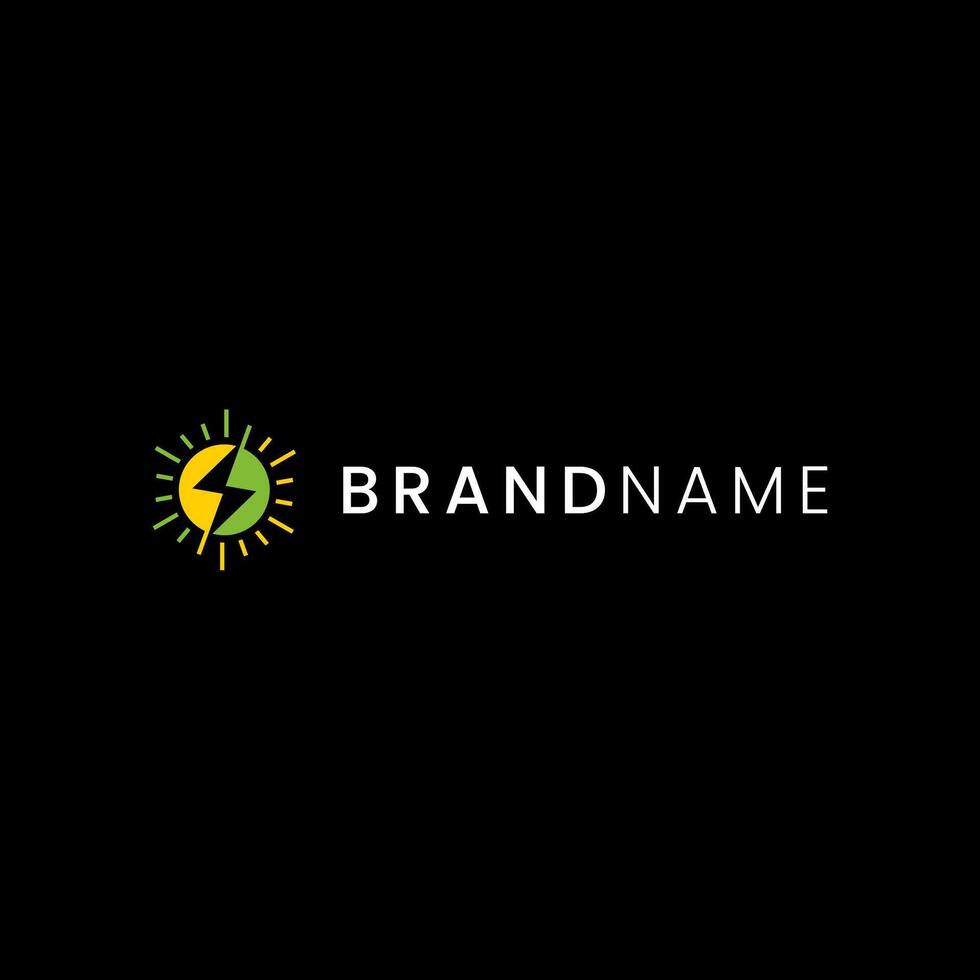 sun and bolt logo concept for energy vector