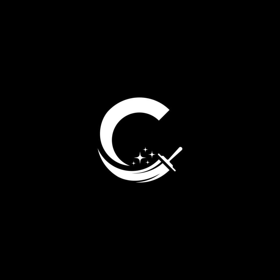Letter C and cleaning or painting logo concept vector