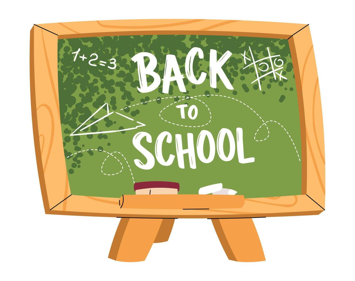 Back to School Chalkboard in Flat Design. Isolated Classroom Board Illustration. Ideal for Holiday Banner, Educational Flyer, Planner Stickers and Student Welcome Designs and Educational Clipart vector