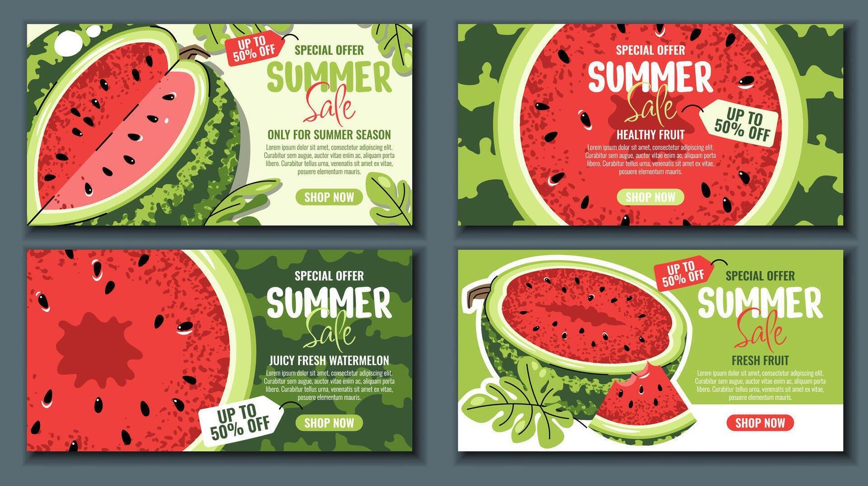 Fresh watermelons summer sale banners vector