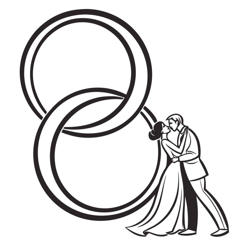 Ultra-modern wedding logo with sleek hand-drawn infinity loop forming the shape of two overlapping initials vector