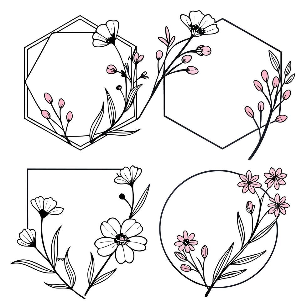 Wildflower Frame Collection vector