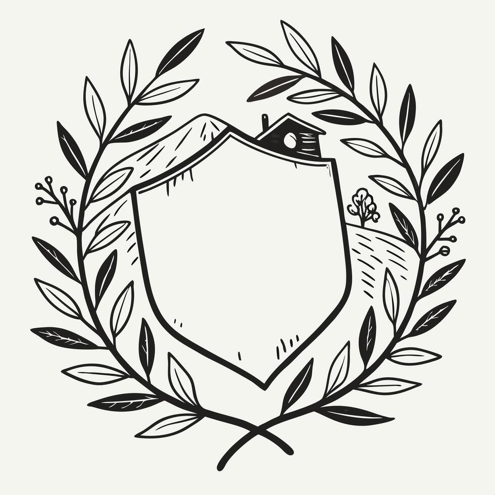 Rustic Laurel Crest vector