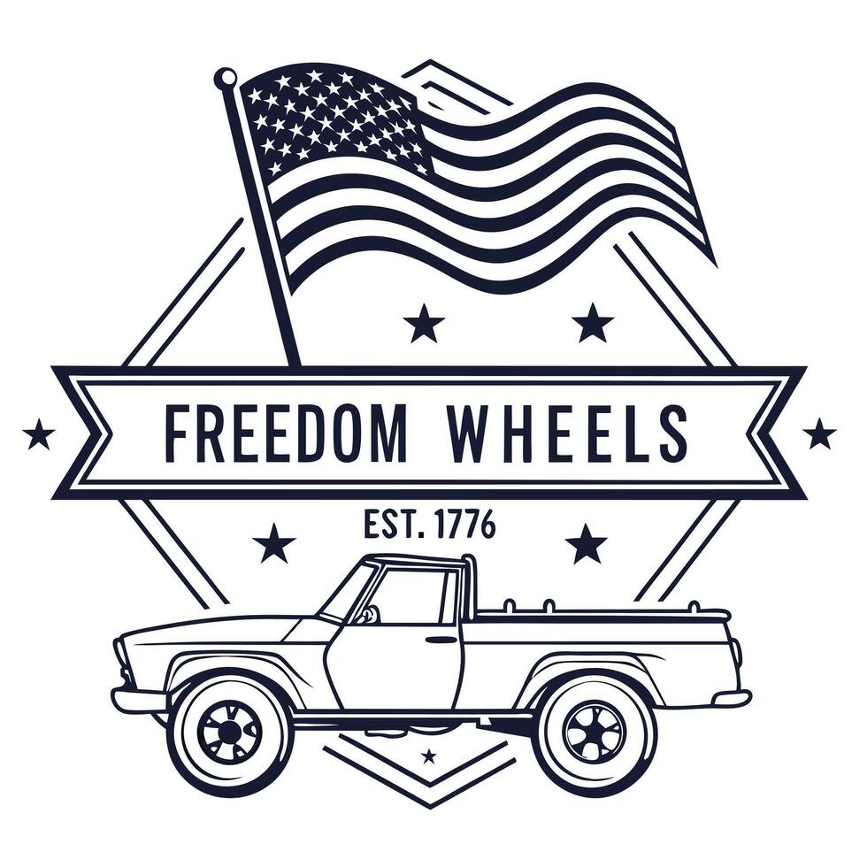 Freedom Wheels Badge vector