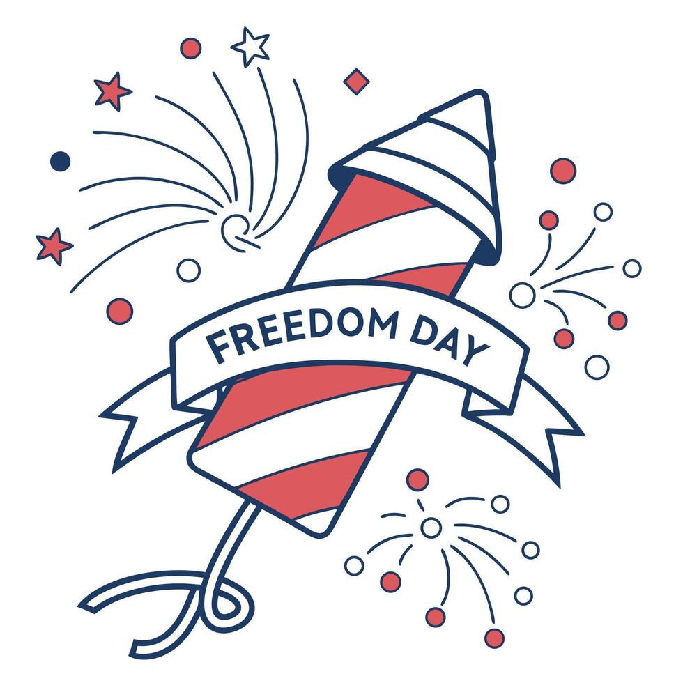 Freedom Fireworks Independence Day Badge vector