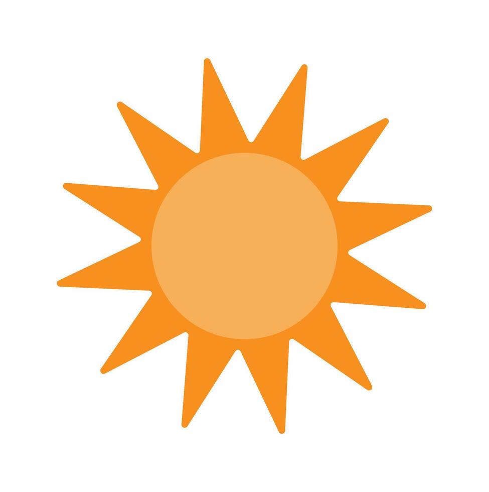 Bright sun icon with bold rays symbolizing warmth, daylight, and energy. Ideal for weather apps, summer themes, and eco concepts vector