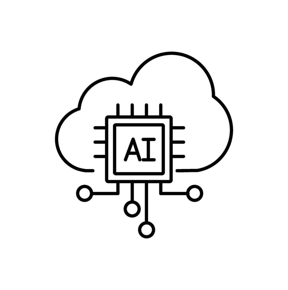 Futuristic AI icon combining circuit patterns and a human head silhouette perfect for technology, machine learning, and innovation themes in clean line and fill styles. vector