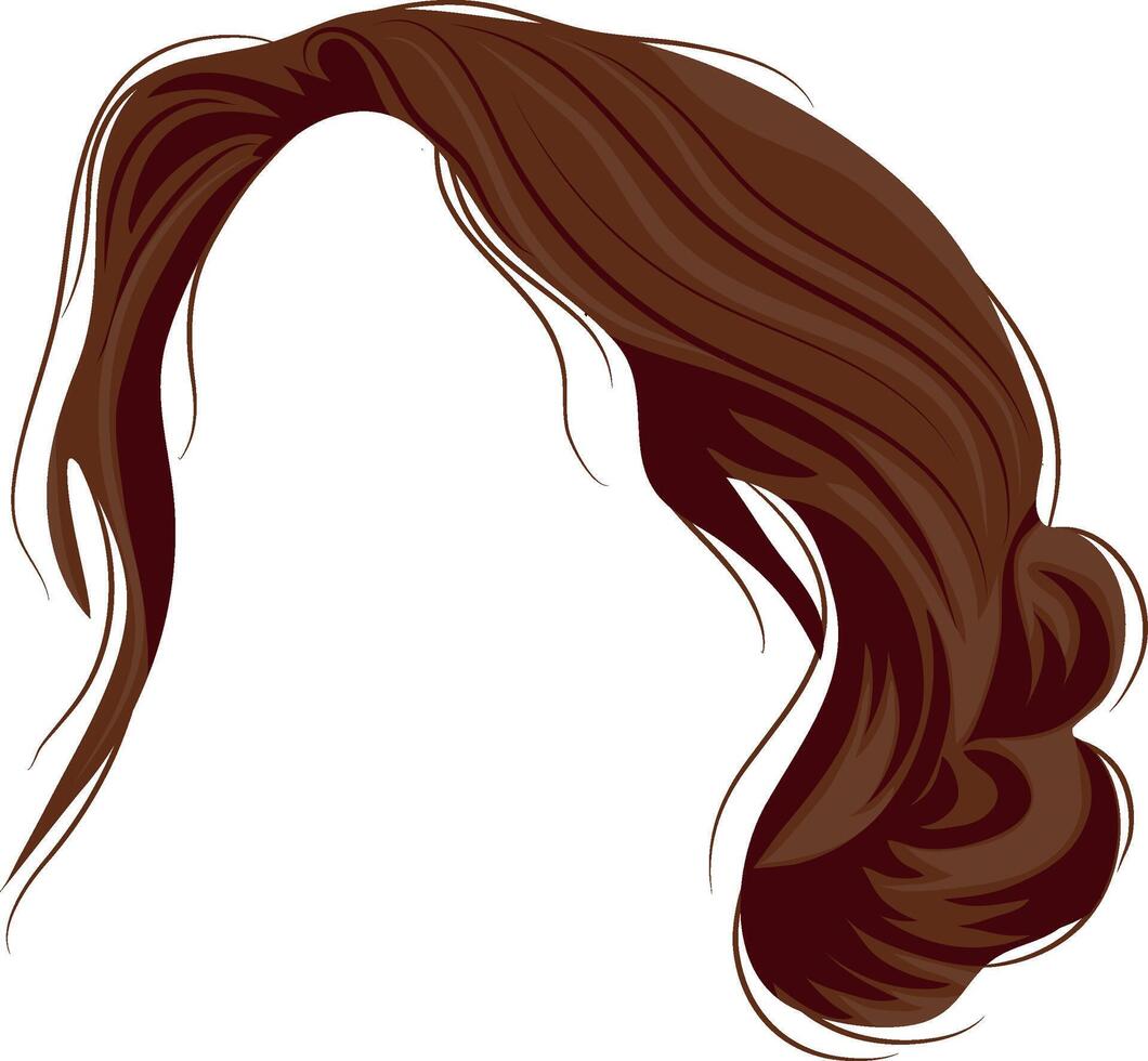 template of a female hairstyle gathered in a messy bun of brown color of medium length for female characters vector