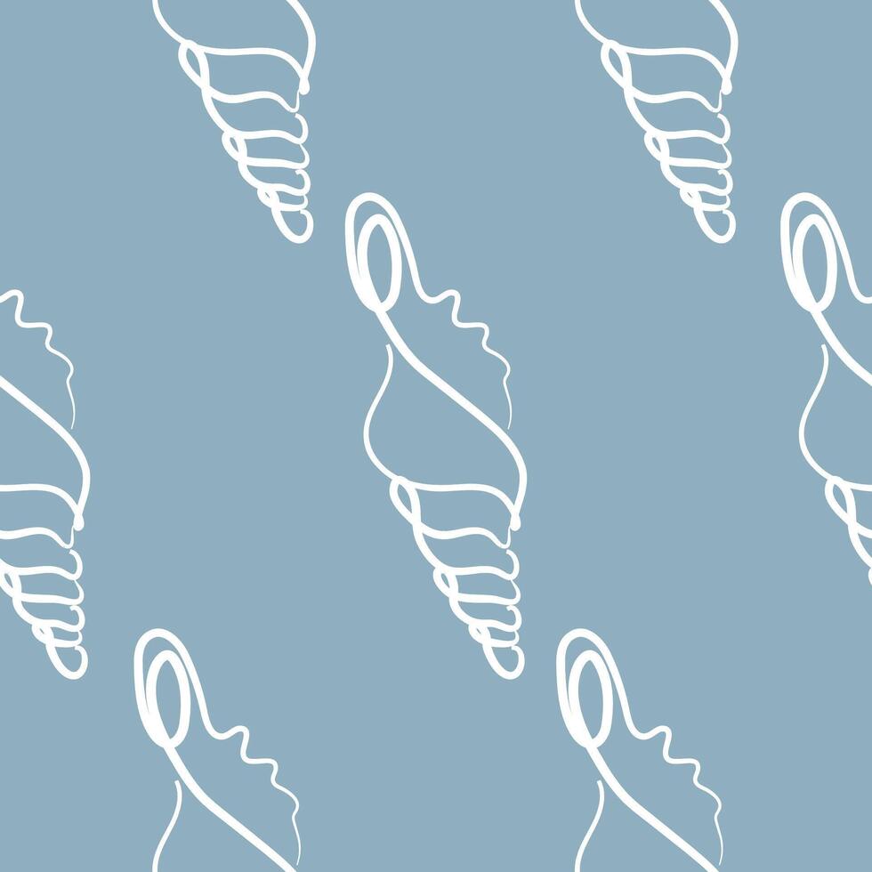 Seamless pattern with abstract seashells on a blue background, for various summer designs vector
