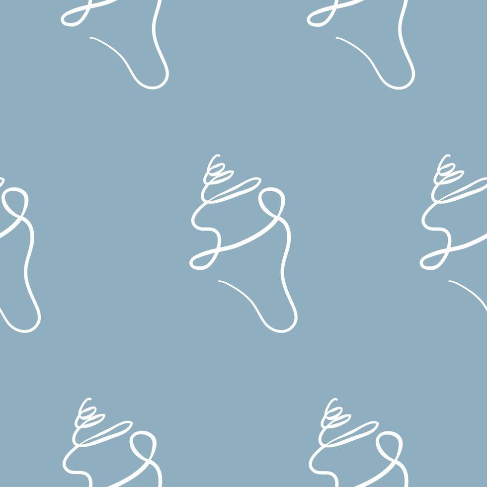 Spiral seashell pattern in a minimalist, hand-drawn style on a blue background, for various summer designs vector