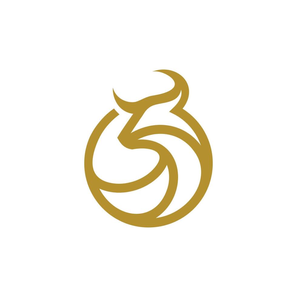 abstract simple line bull logo vector