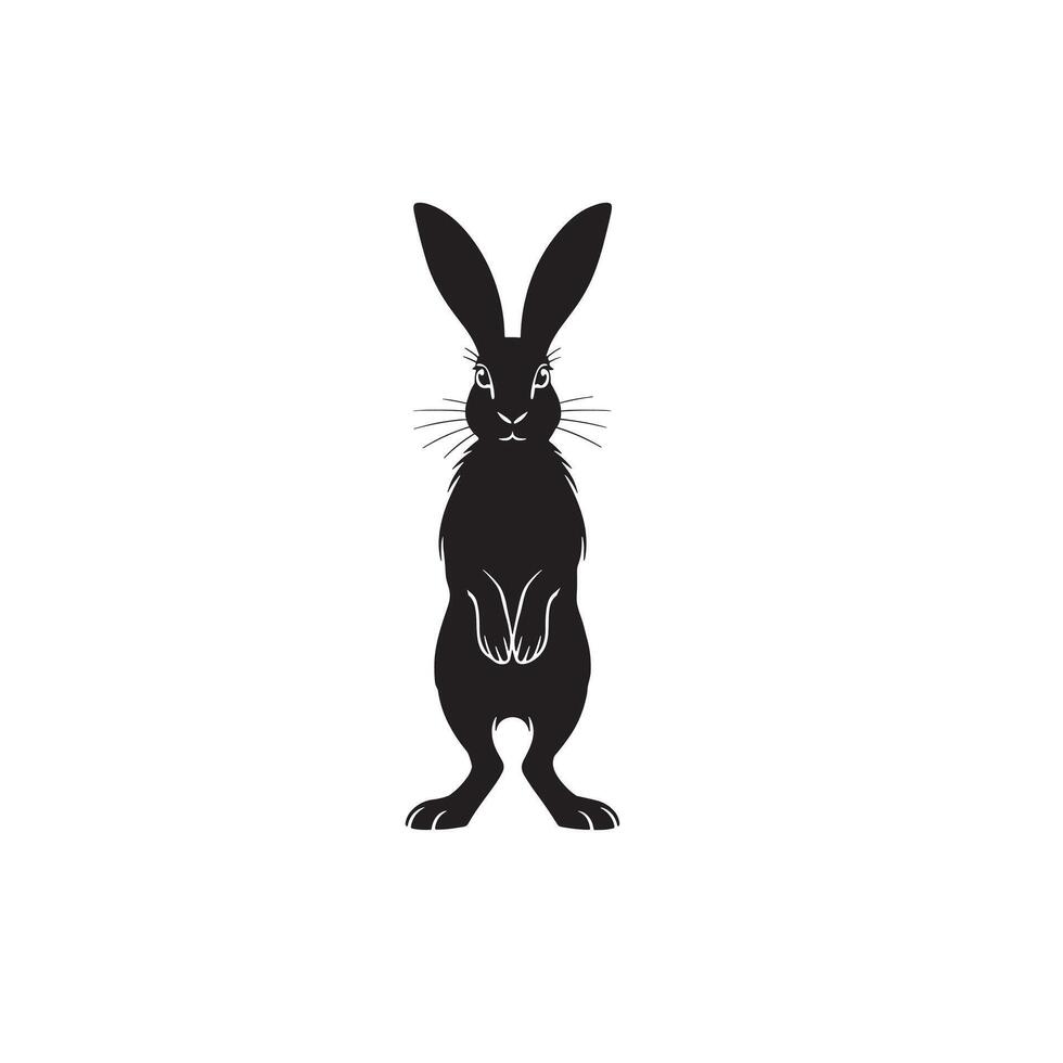 Hare silhouette front view vector