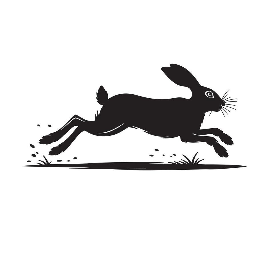 Rabbit silhouette jumping over the grass vector