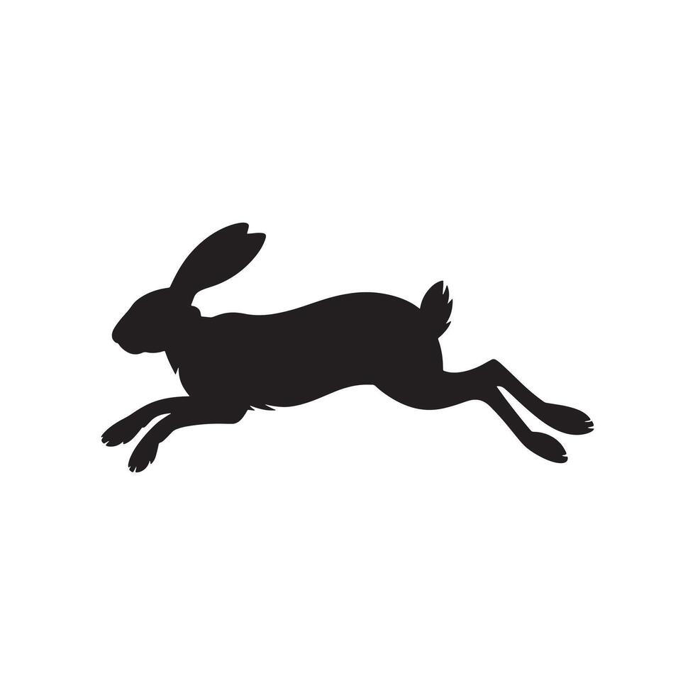 Hare silhouette running moment vector