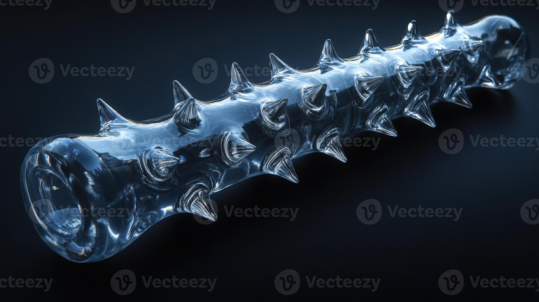 A long, thin, glass tube with spikes on it photo