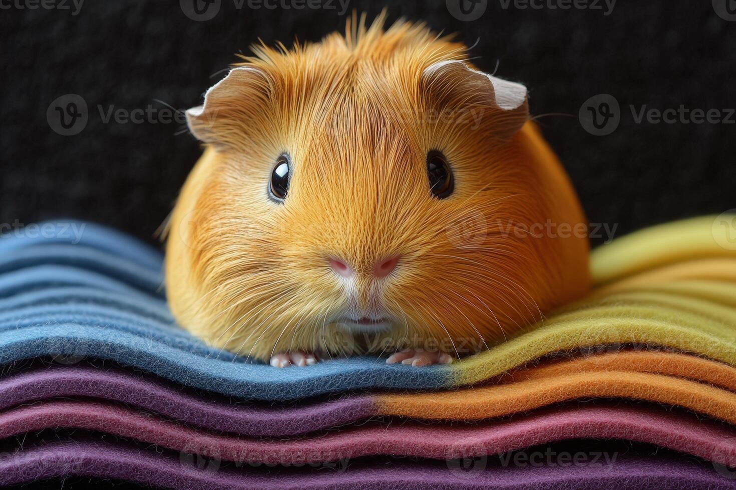 Guinea Pig on Colorful Blanket photo