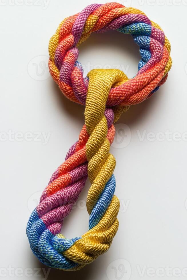 A colorful rope tied to a key photo