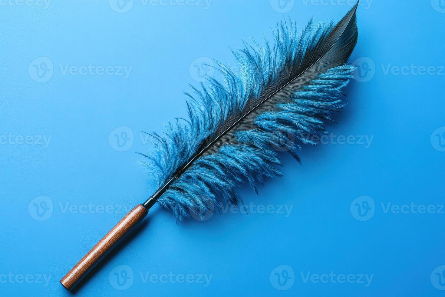 Blue Feather on Blue Background photo