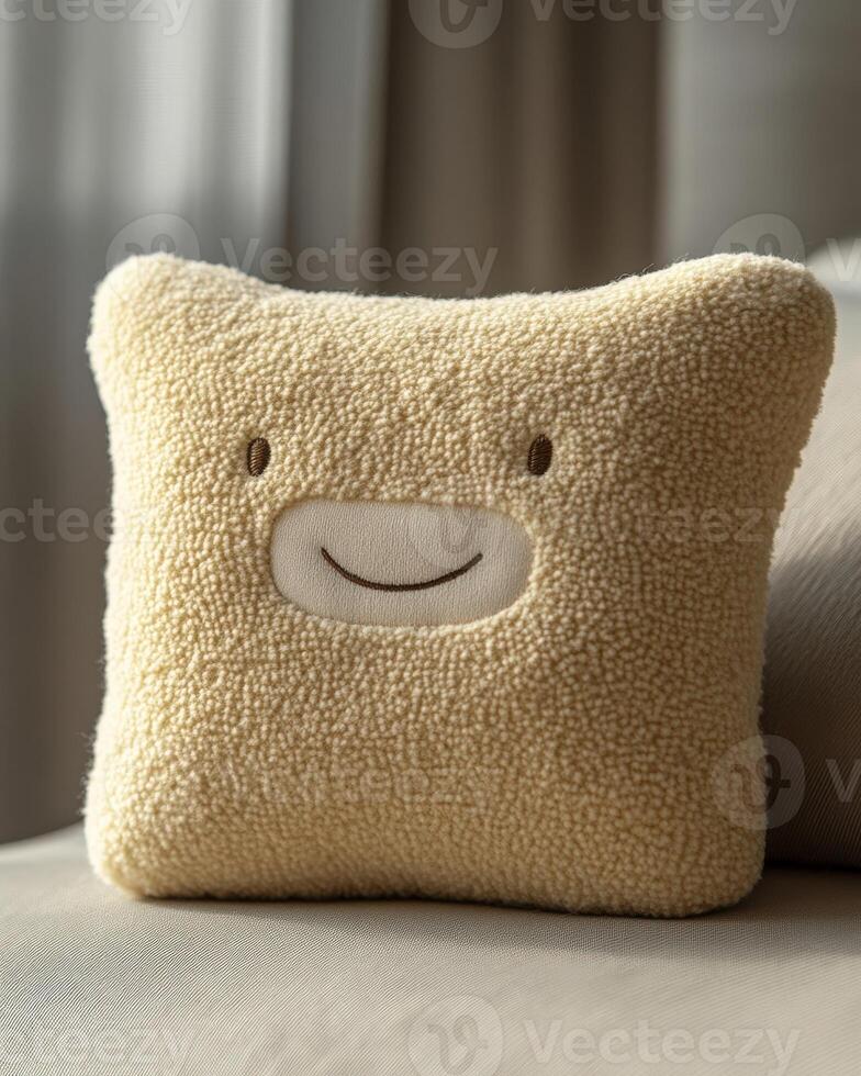 A pillow with a smiley face on it photo