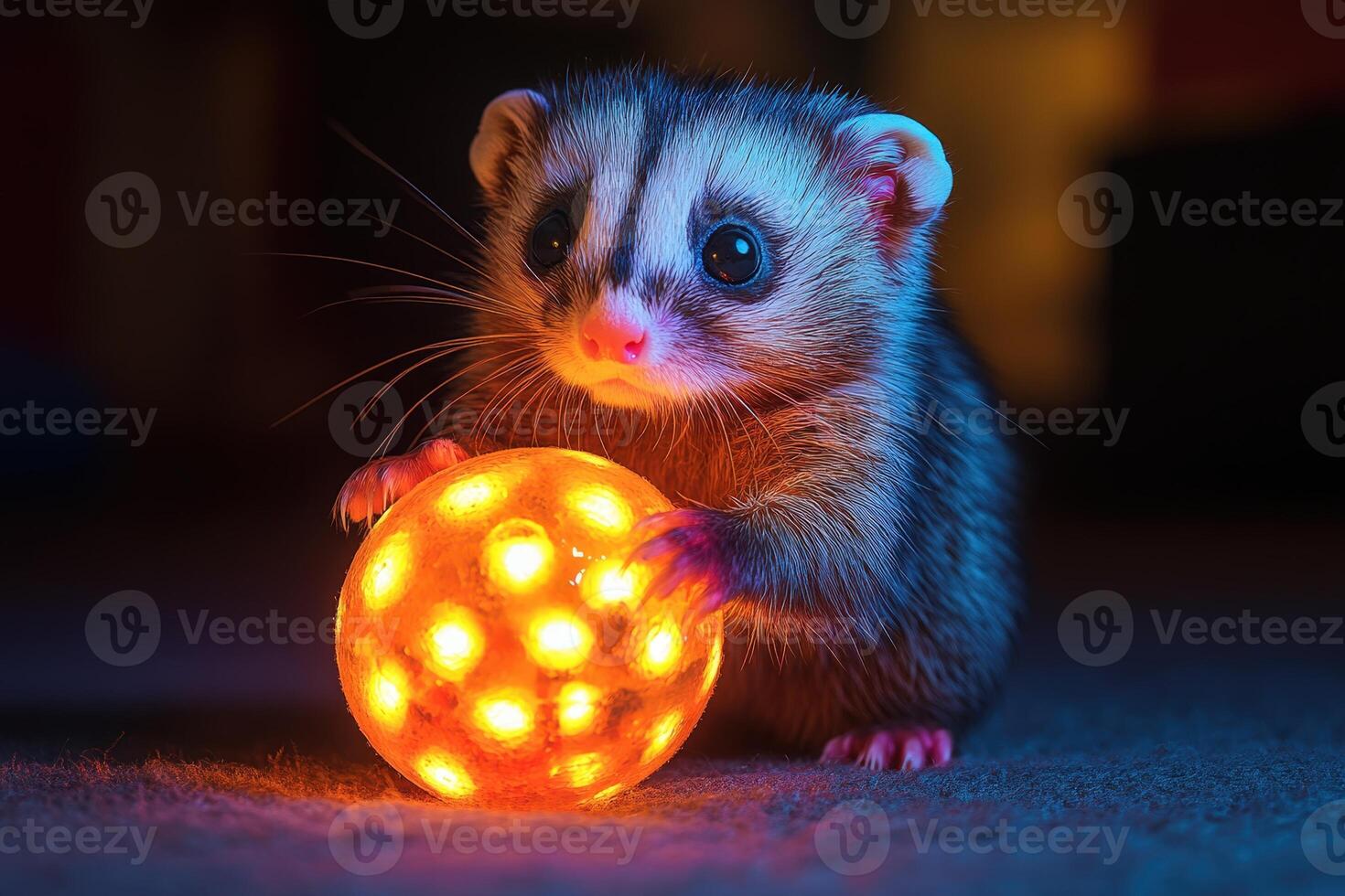 A ferret holding a glowing ball photo