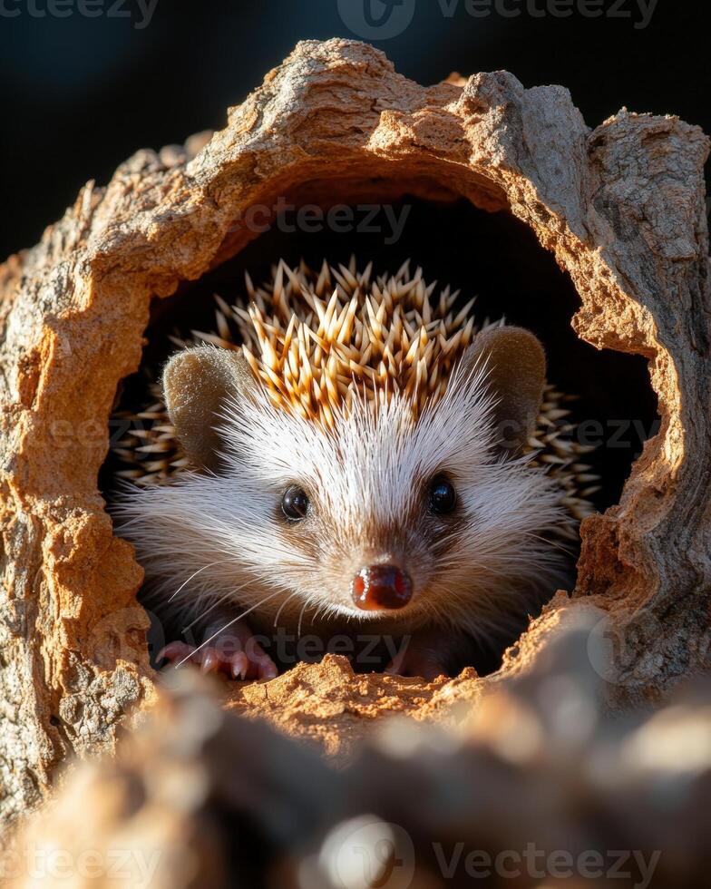 Hedgehog in a hole photo