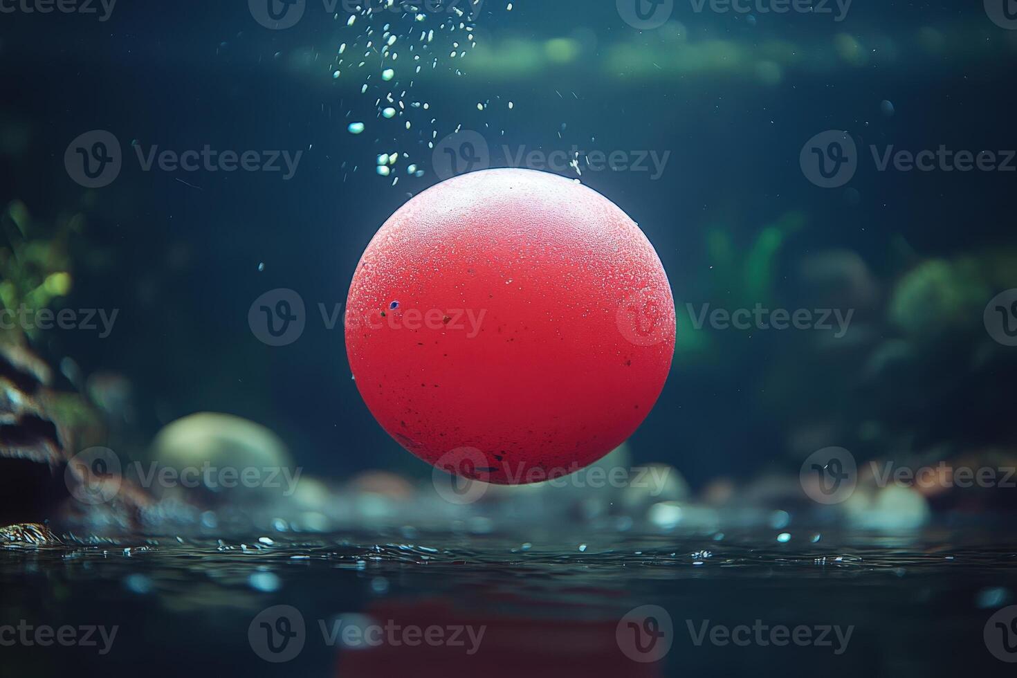 A red ball floating in water photo
