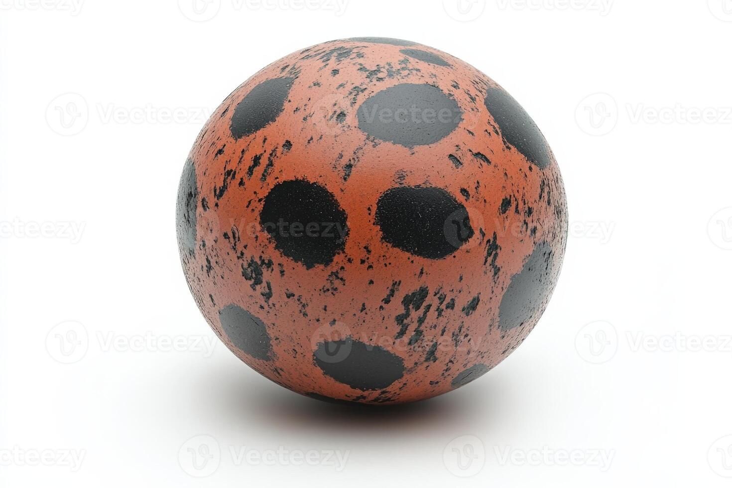 A large orange and black spotted egg with a white background photo