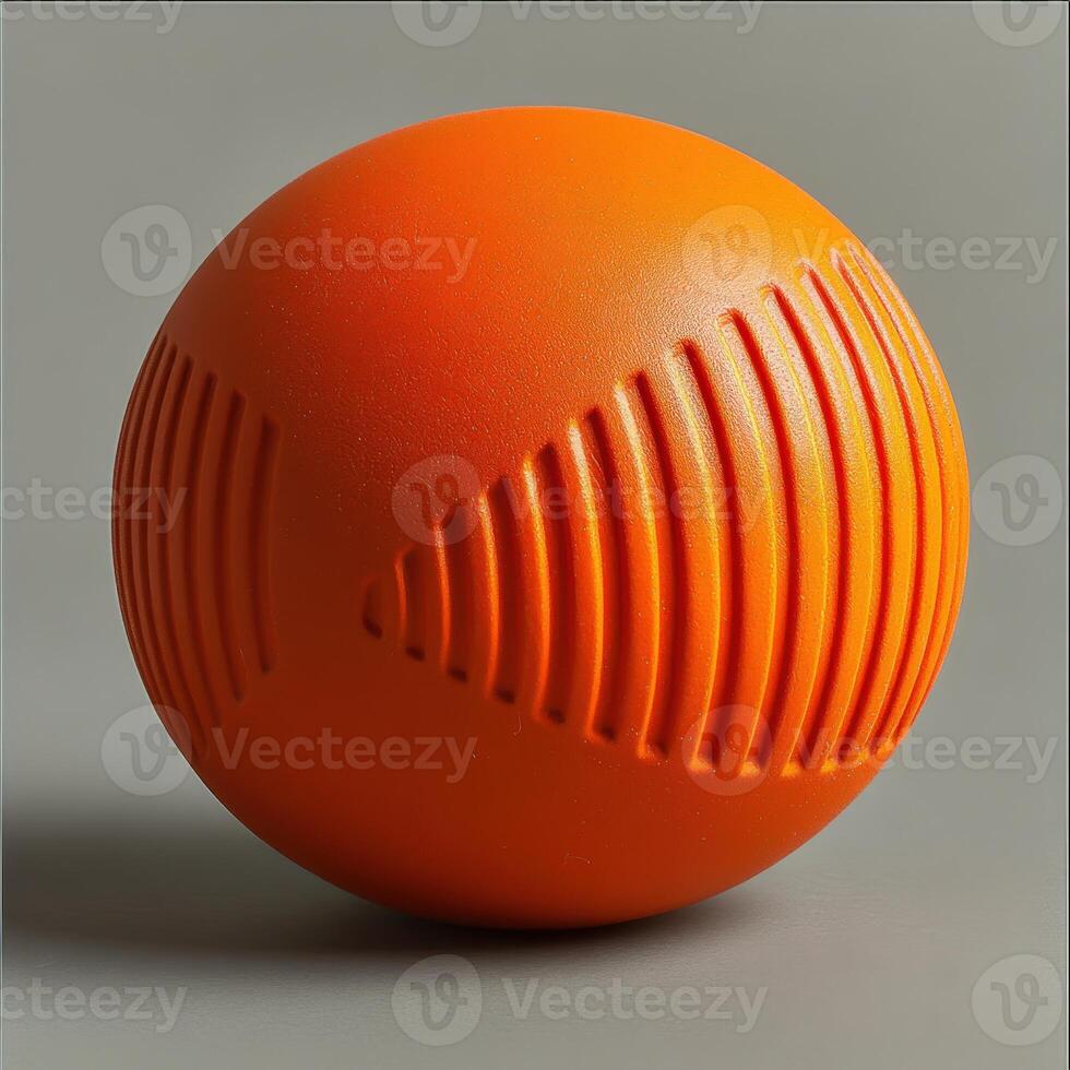 A close up of an orange ball with a design photo