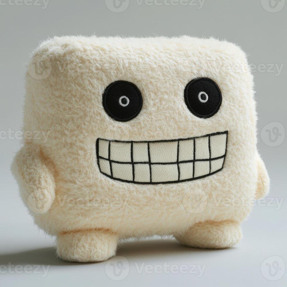 A stuffed animal with a smiley face on it photo