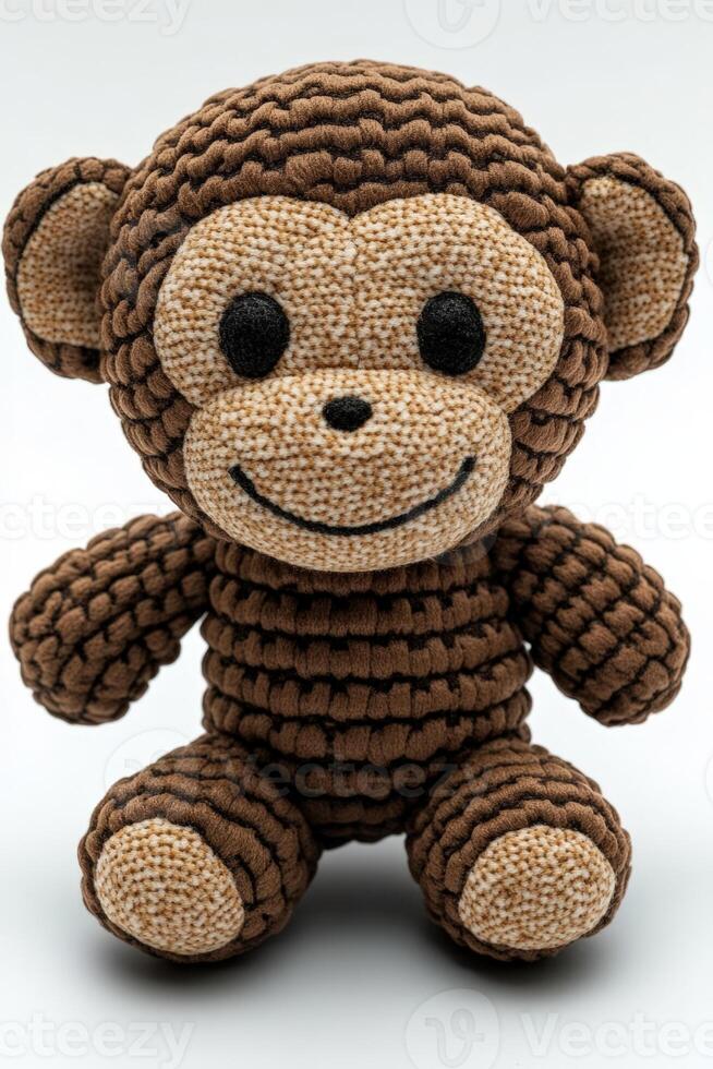A brown monkey toy with a black face photo