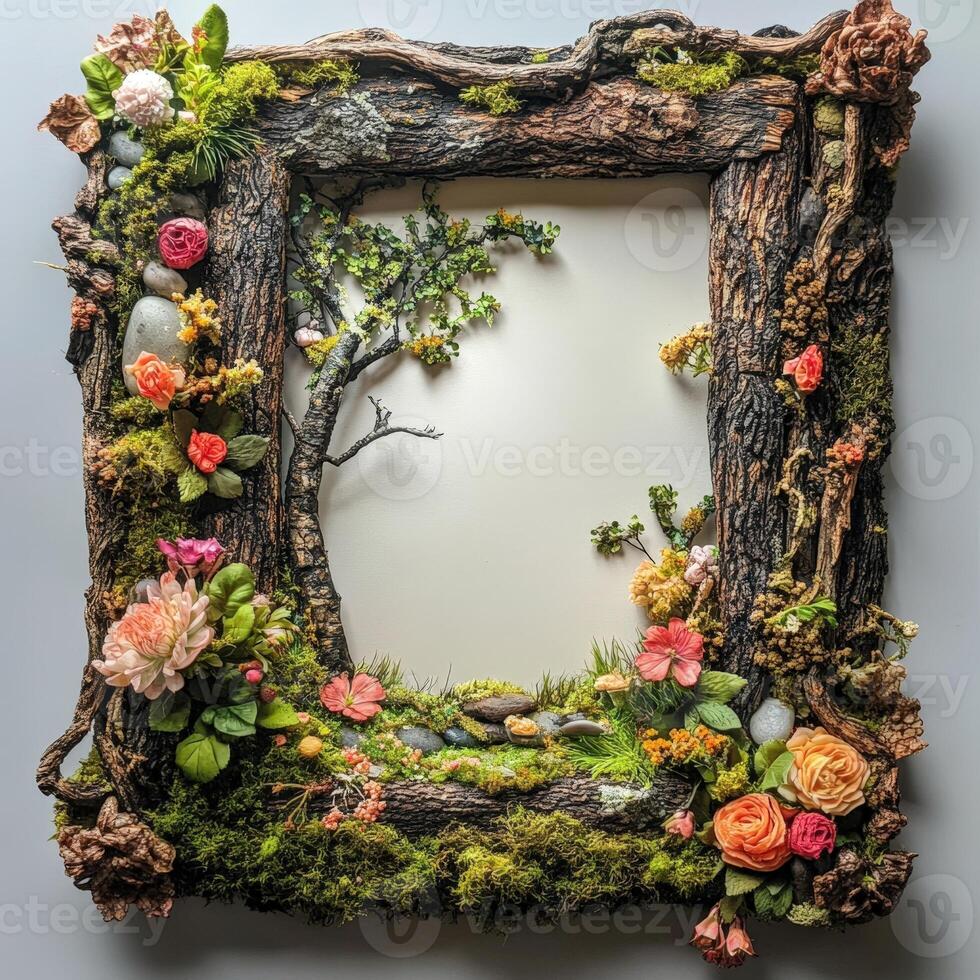 Floral Frame with Tree photo