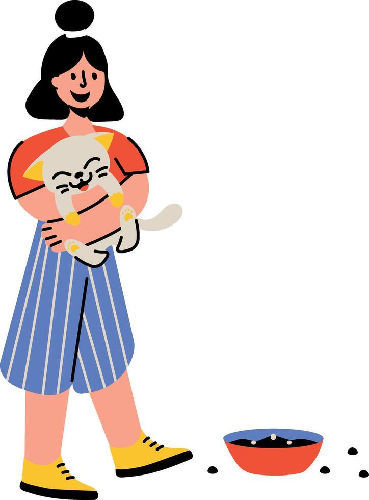 A flat style illustration showing cat food vector