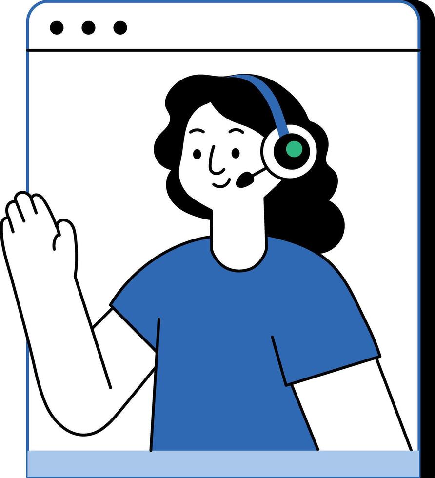 An illustration showing customer care agent in flat style vector