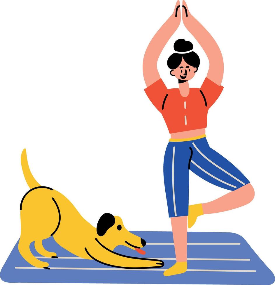 A flat style illustration showing a yoga companion vector