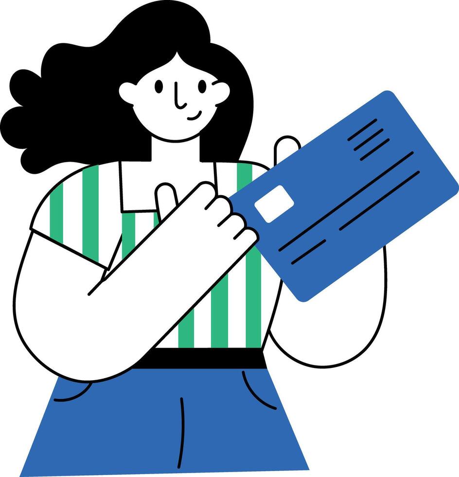 A flat illustration showing a person doing card payment vector
