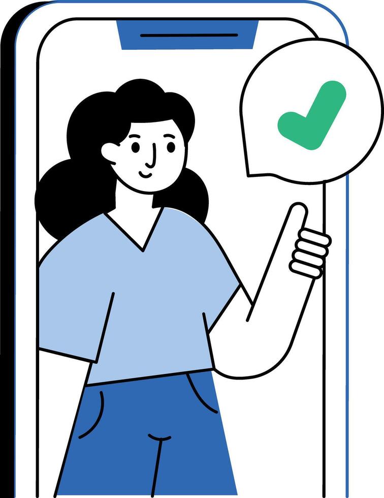 An illustration showing user receiving order confirmation message vector