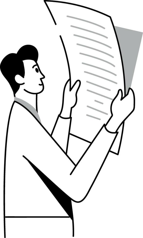 A doodle style illustration of reading document vector