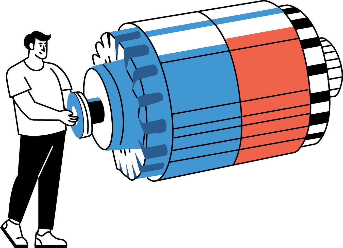 A drawing style illustration of alternator repairing vector