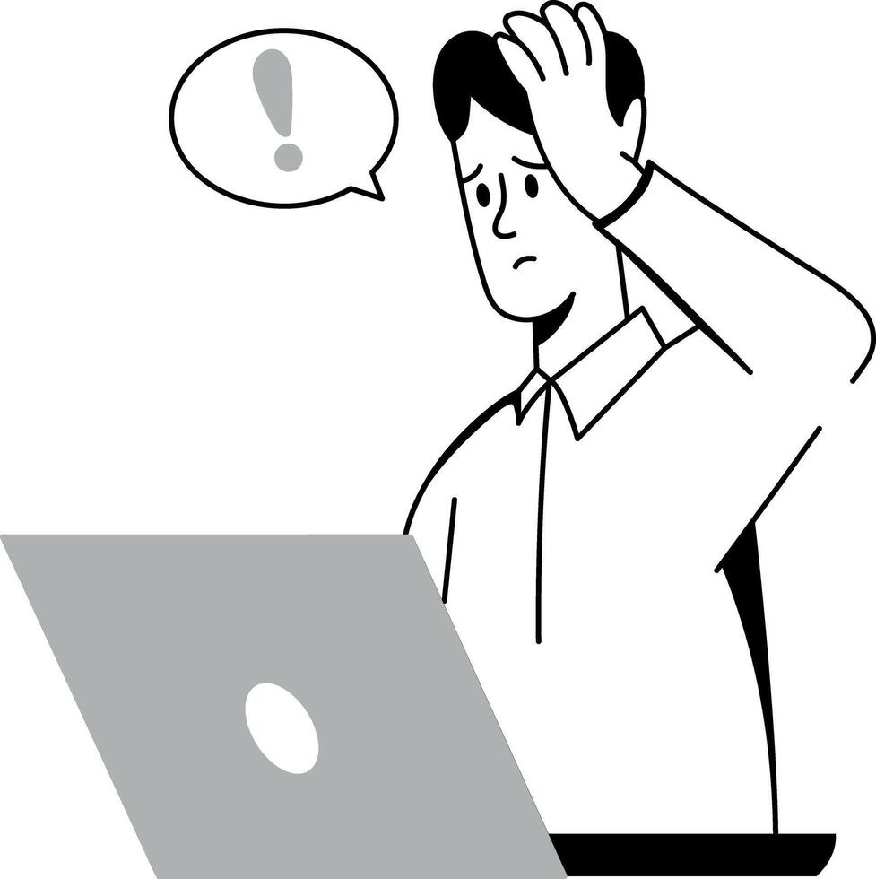 A drawing style illustration of worried vector