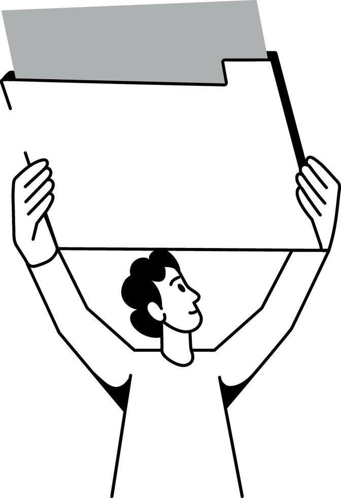 A hand drawn style illustration showing empty folder vector