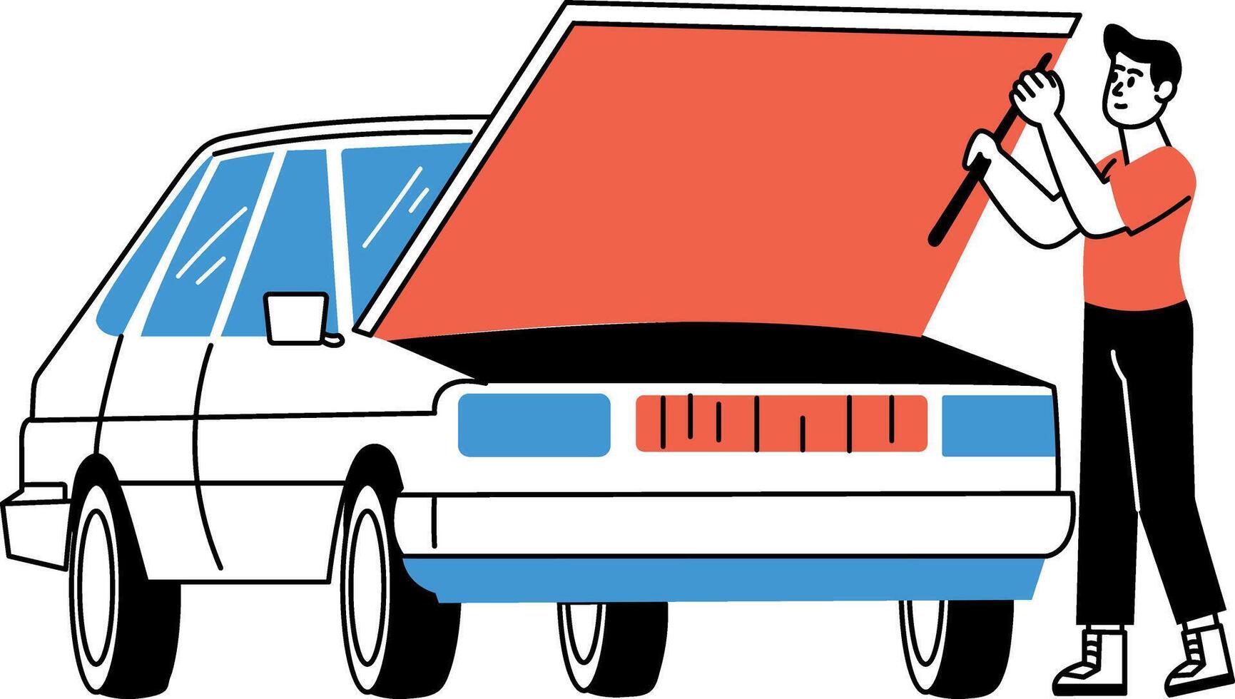 A hand drawn style illustration of car service vector