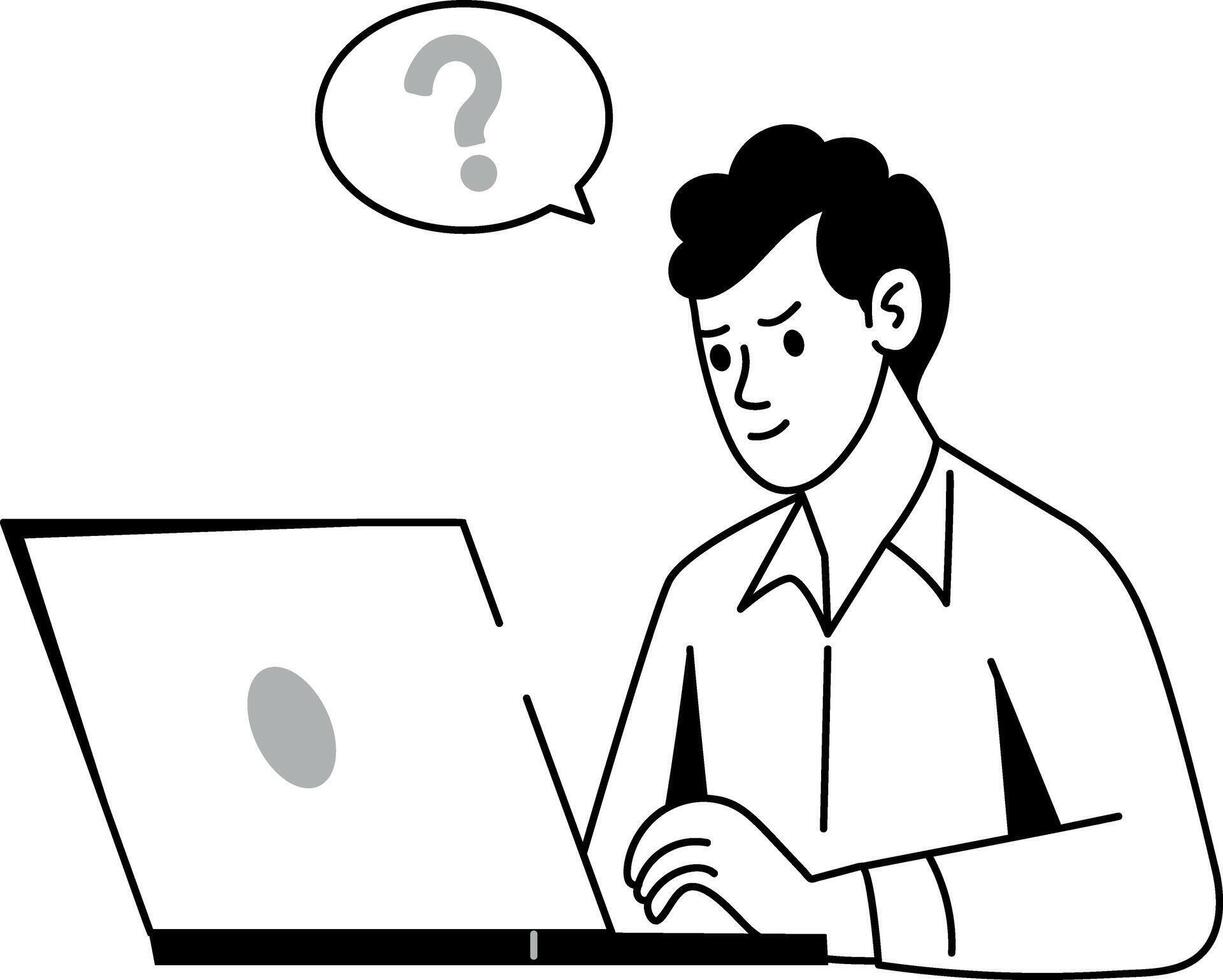 A hand drawn style illustration of confused vector