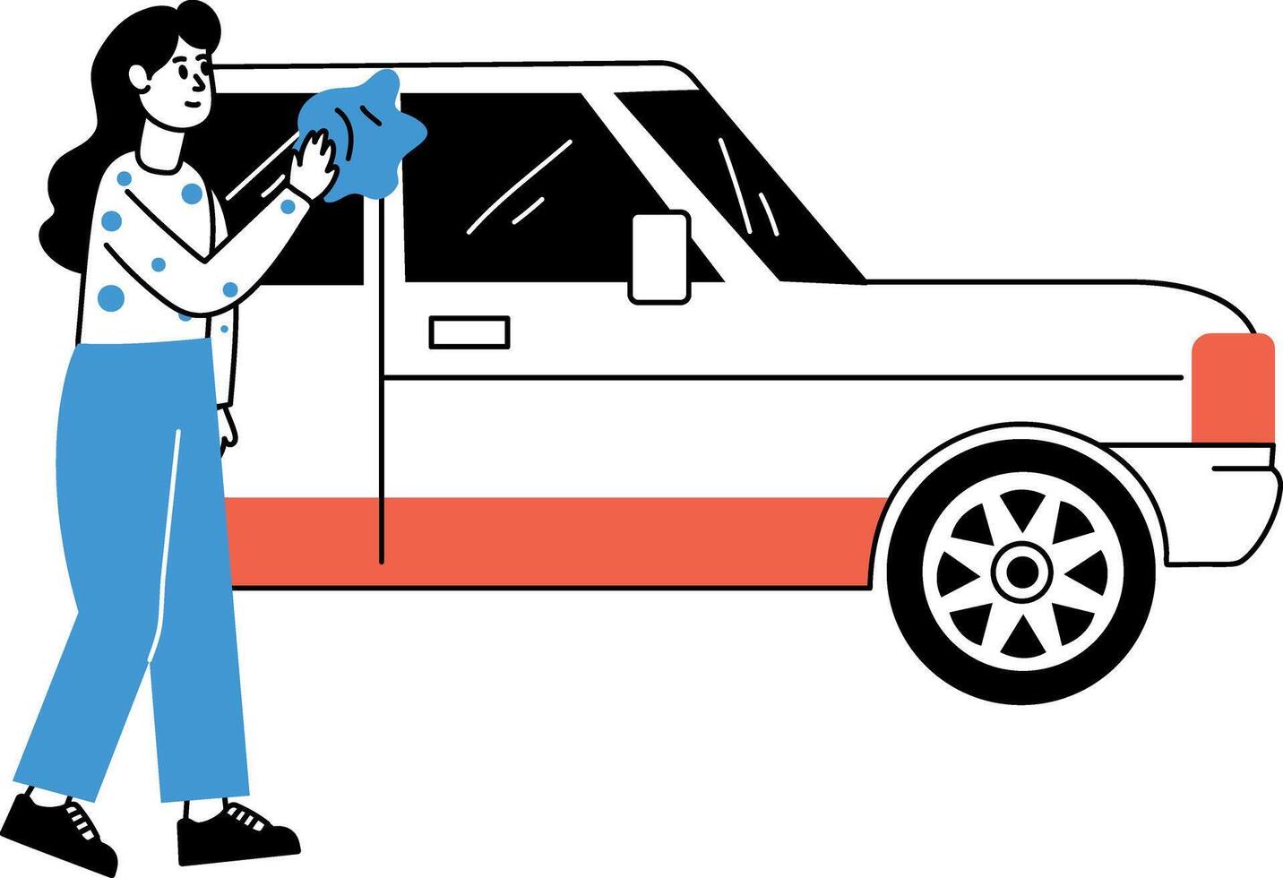 A drawing style illustration of car wash vector