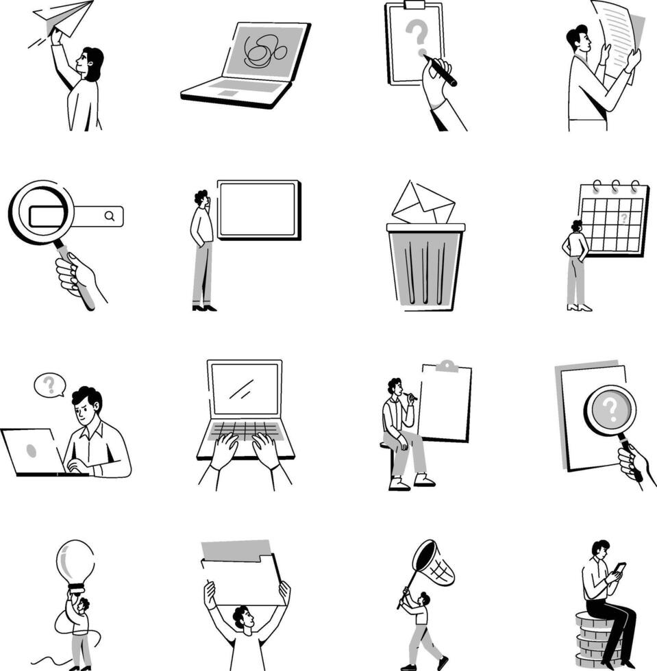 Collection of Empty State Doodle Illustrations vector