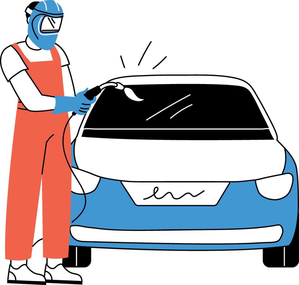 A drawing style illustration of welding vector