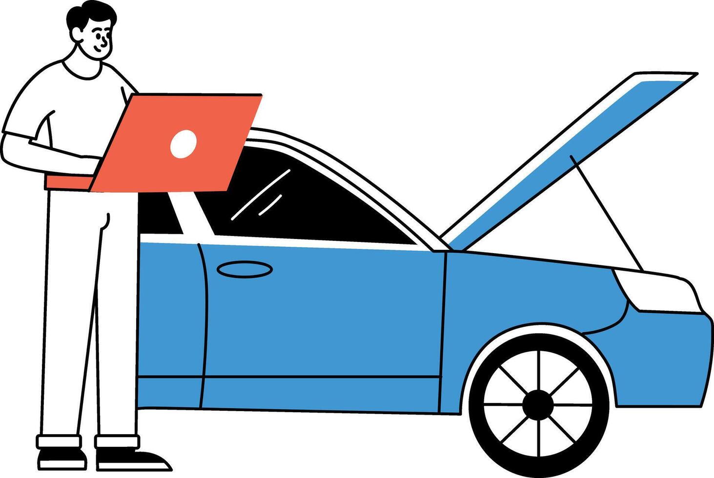 A sketchy style illustration of car diagnosis vector