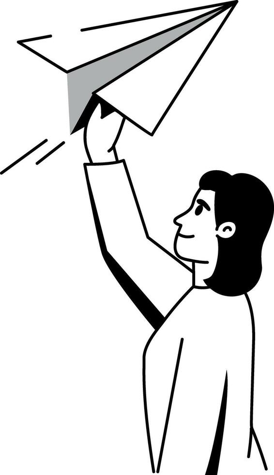 A hand drawn style illustration of paper plane vector